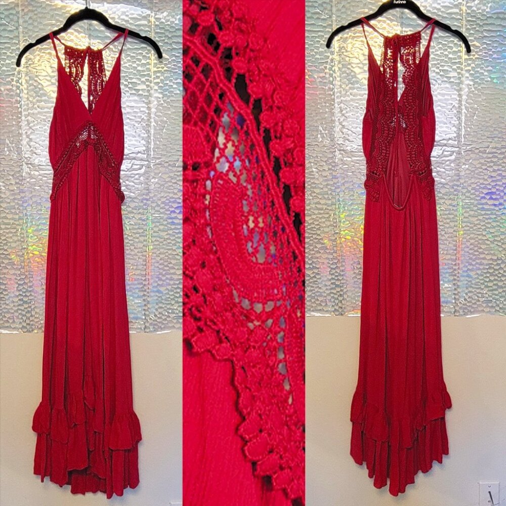 Fuschia Pink Lace Maxi Dress by Rue21 Size Medium